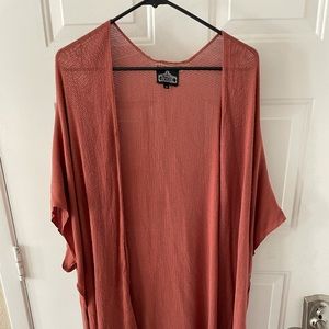 Rust colored open front shawl top